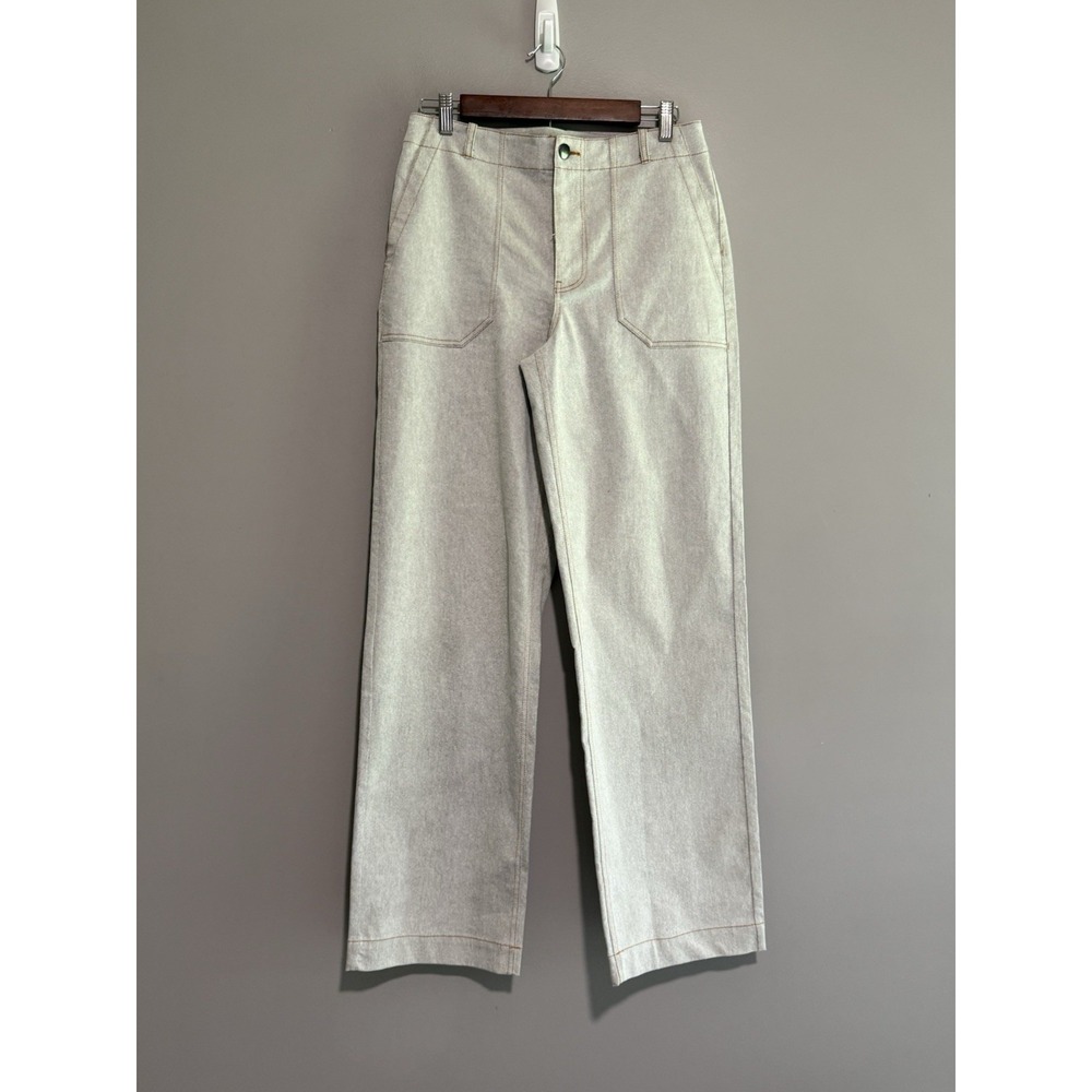 FOIL Wide Leg Utility Pants Cotton Stretch Casual Classic Minimalist US 6 UK 10